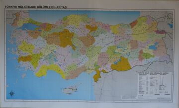 TÜRKİYE MÜLKİ İDARE BÖLÜMLERİ HARİTASI 80X135 CM