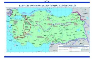 KURTULUŞ SAVAŞINDA SAKARYA SAVAŞINA KADAR CEPHELER HARİTASI 90X120 CM