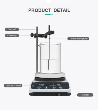 Isıtıcılı Manyetik Karıştırıcı HS-5 Pro 50-1500 rpm 400 W 2000 ml 310 C° +-10% Çap 135 mm Tabla Dijital